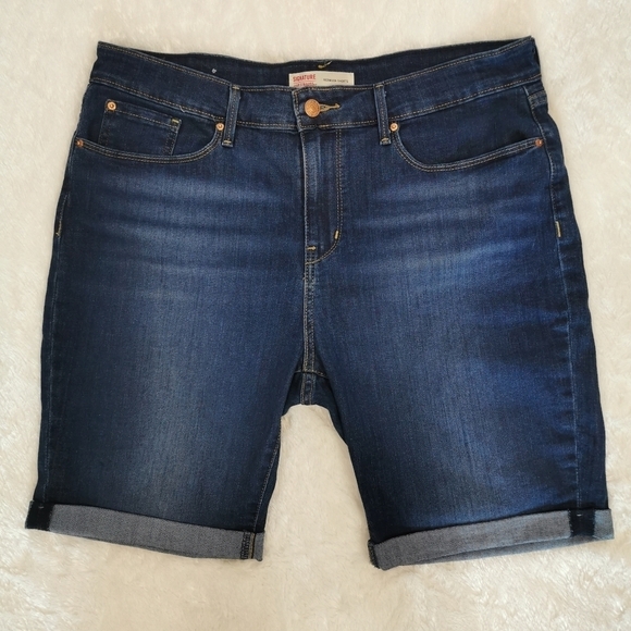 Signature by Levi Strauss High-Rise Cuffed 8-1/2" Denim Bermuda Shorts - Sz ~32 - Picture 2 of 5